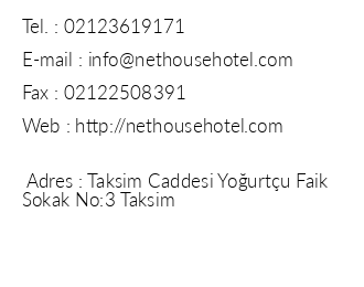 Net House Hotel iletiim bilgileri